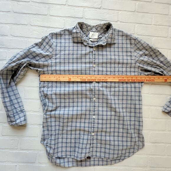 Billy Reid Men's Grey and Blue Standard Fit Long Sleeve Button Down Shirt sz L - Picture 6 of 7